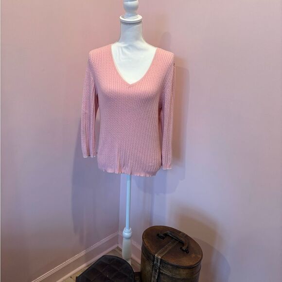 Ralph Lauren Soft Pink V-Neck Sweater - Picture 2 of 6